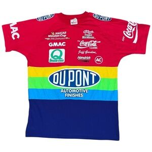 Vintage 90s Nascar DuPont Jeff Gordon Rainbow AOP Graphic T-Shirt Size XL